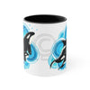 Orca Killer Whale Blue Circles Ink Accent Coffee Mug 11Oz Black /