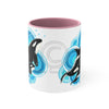 Orca Killer Whale Blue Circles Ink Accent Coffee Mug 11Oz Pink /