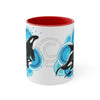 Orca Killer Whale Blue Circles Ink Accent Coffee Mug 11Oz Red /