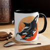 Orca Killer Whale Orange Red Sun Accent Coffee Mug 11Oz