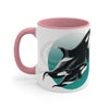 Orca Killer Whale Teal Green Circle Ink Accent Coffee Mug 11Oz