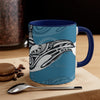 Orca Killer Whale Tribal Ink Blue Accent Coffee Mug 11Oz