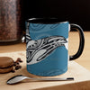 Orca Killer Whale Tribal Ink Blue Accent Coffee Mug 11Oz