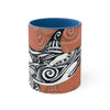 Orca Killer Whale Tribal Ink Orange Accent Coffee Mug 11Oz Blue /