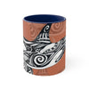 Orca Killer Whale Tribal Ink Orange Accent Coffee Mug 11Oz Navy /