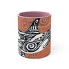 Orca Killer Whale Tribal Ink Orange Accent Coffee Mug 11Oz Pink /