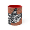 Orca Killer Whale Tribal Ink Orange Accent Coffee Mug 11Oz Red /