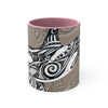 Orca Killer Whale Tribal Ink Taupe Accent Coffee Mug 11Oz