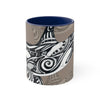 Orca Killer Whale Tribal Ink Taupe Accent Coffee Mug 11Oz Navy /