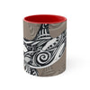 Orca Killer Whale Tribal Ink Taupe Accent Coffee Mug 11Oz Red /