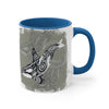 Orca Whale Tribal Spirit Grey Green Evergreen Ink Art Accent Coffee Mug 11Oz