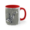 Orca Whale Tribal Spirit Grey Green Evergreen Ink Art Accent Coffee Mug 11Oz