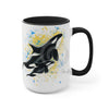 Orca Whales Blue Yellow Splash Ink Art Two-Tone Coffee Mugs 15Oz Mug