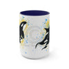 Orca Whales Blue Yellow Splash Ink Art Two-Tone Coffee Mugs 15Oz Mug