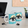 Orca Whales Family Teal Chic Mug 11Oz