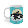 Orca Whales Family Teal Chic Mug 11Oz