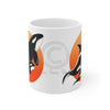 Orca Whales Red Sun Ink Splash Mug 11Oz