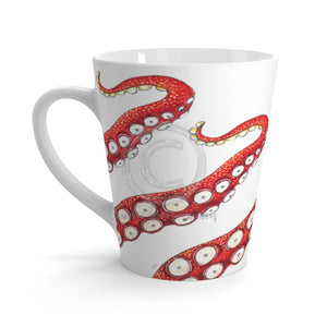 Red Octopus Tentacles Ink Art Latte Mug 12Oz Mug