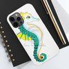 Seahorse Lady Teal Yellow Ink White Case Mate Tough Phone Cases