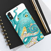 Teal Kraken Octopus On Black Exotic Case Mate Tough Phone Cases