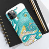 Teal Kraken Octopus On Black Exotic Case Mate Tough Phone Cases