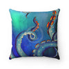 Tentacles Octopus Nebula Galaxy Teal Art Square Pillow Home Decor