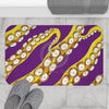 Yellow Kraken Octopus Purple Ink Art Bath Mat Home Decor